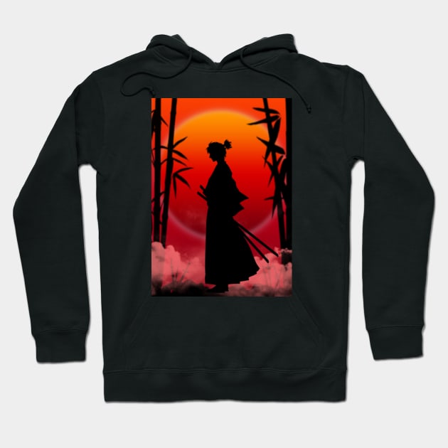 SAMURAI THE MOON Hoodie by Trangle Imagi